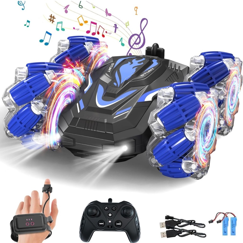 Remote Control Stunt Car with Blue Wheels